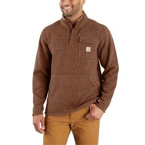 Carhartt Fleece Pullover Mens 2XL Dark Sepia Brown Midweight 1/4 Zip TS6378 XXL